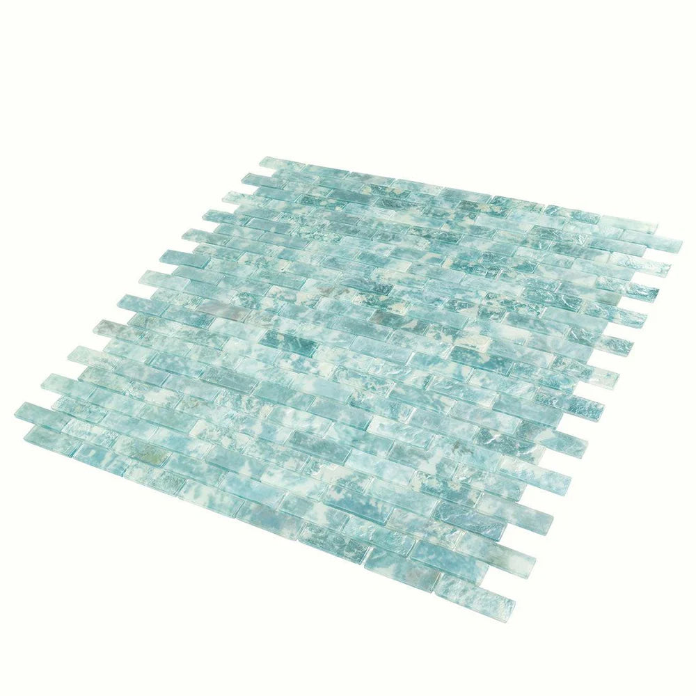 Aqua 12x12 Matte Brick Glass Mosaic Tile (10 pack, 9.5 sq ft/case)