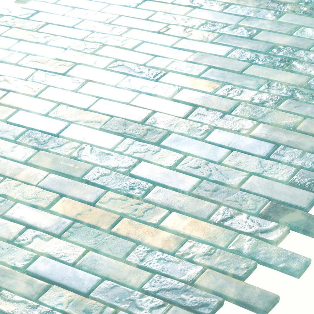 Aqua 12x12 Matte Brick Glass Mosaic Tile (10 pack, 9.5 sq ft/case)