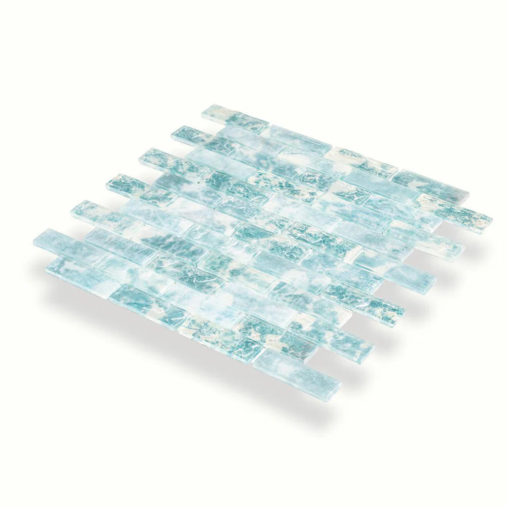 Aqua 12x12 Matte Brick Glass Mosaic Tile (10 pack, 9.5 sq ft/case)