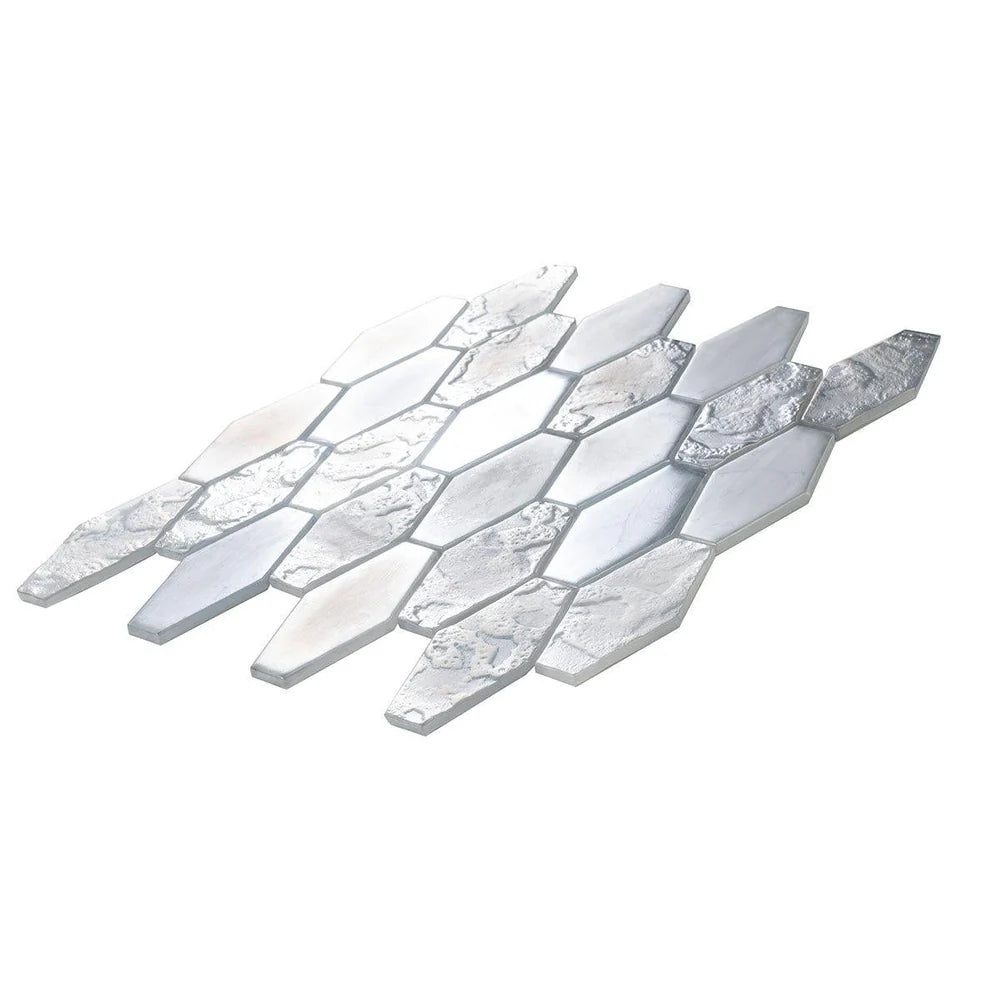Grey 11x12 Matte Elongated Hexagon Glass Mosaic Tile (10 pack, 8.6 sq ft/case)