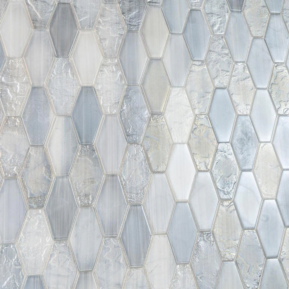 Grey 11x12 Matte Elongated Hexagon Glass Mosaic Tile (10 pack, 8.6 sq ft/case)