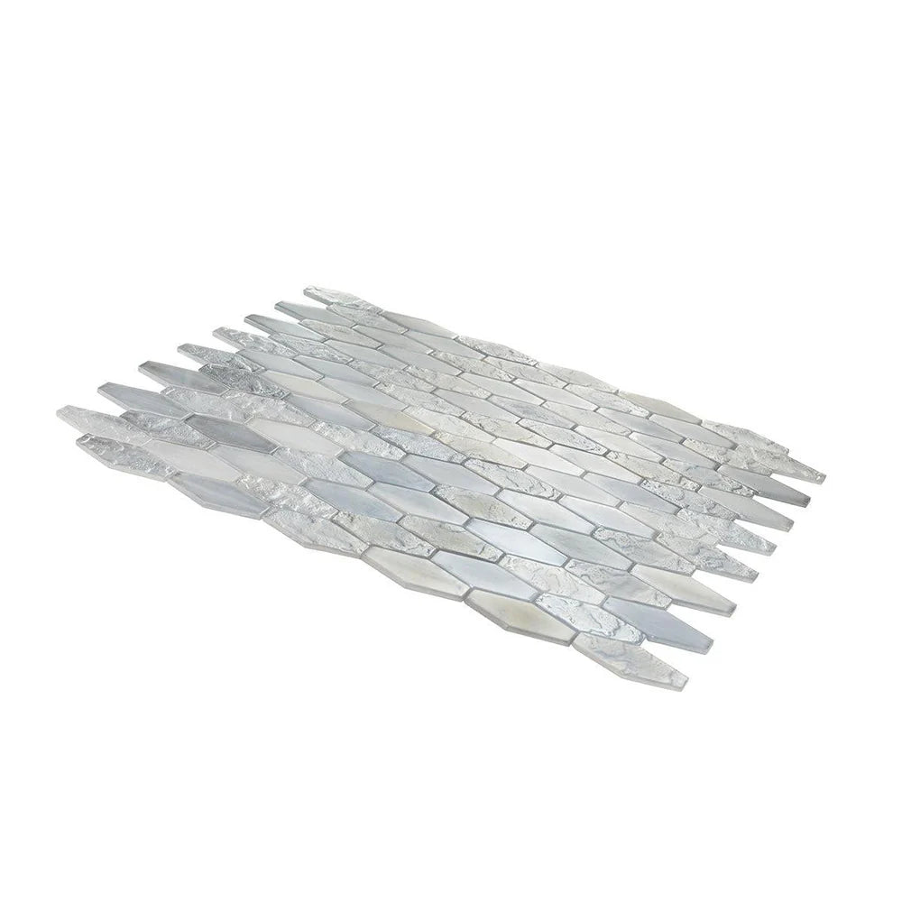 Grey 11x12 Matte Elongated Hexagon Glass Mosaic Tile (10 pack, 8.6 sq ft/case)