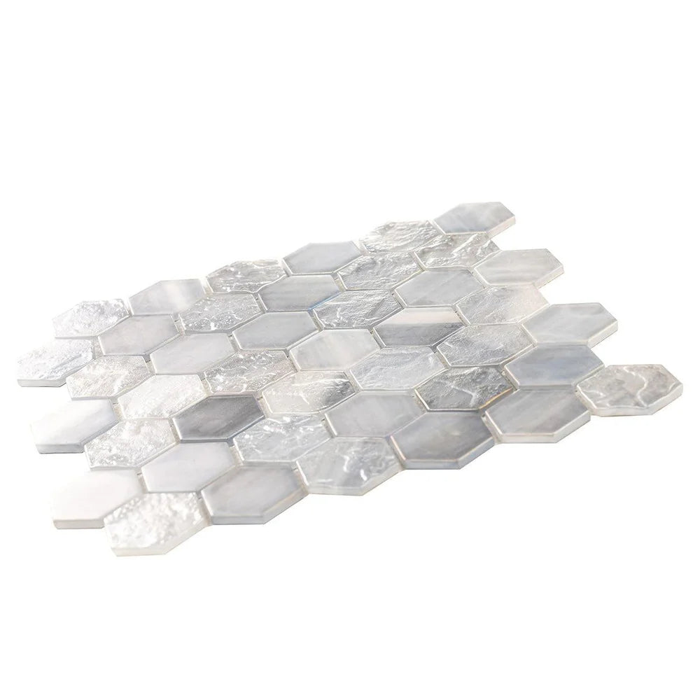 Grey 12x12 Matte Hexagon Glass Mosaic Tile (10 pack, 9.6 sq ft/case)