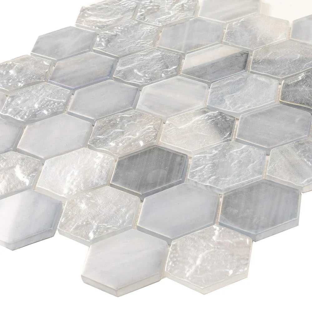 Grey 12x12 Matte Hexagon Glass Mosaic Tile (10 pack, 9.6 sq ft/case) - Sample