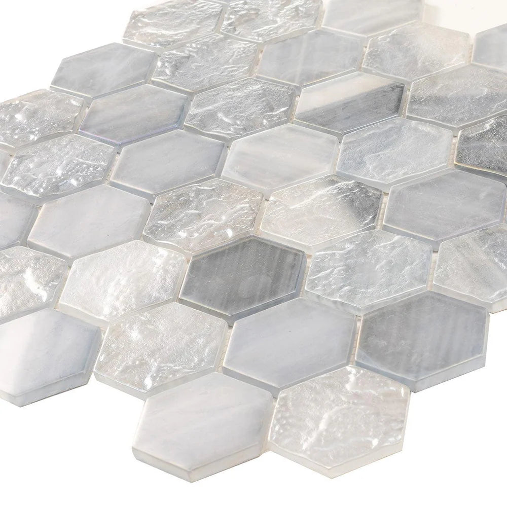 Grey 12x12 Matte Hexagon Glass Mosaic Tile (10 pack, 9.6 sq ft/case)