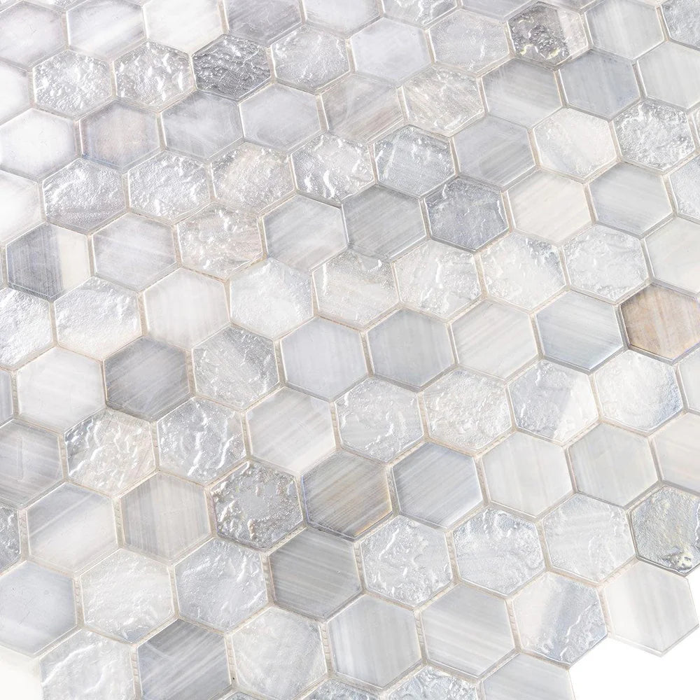 Grey 12x12 Matte Hexagon Glass Mosaic Tile (10 pack, 9.6 sq ft/case)