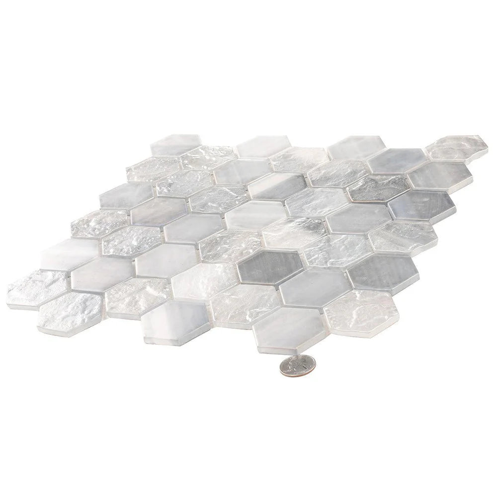 Grey 12x12 Matte Hexagon Glass Mosaic Tile (10 pack, 9.6 sq ft/case)