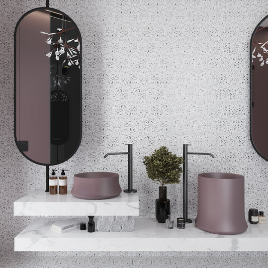 White Black 8x9 Matte Hexagon Porcelain Tile (25 pack, 9.93 sq ft/case) - Sample