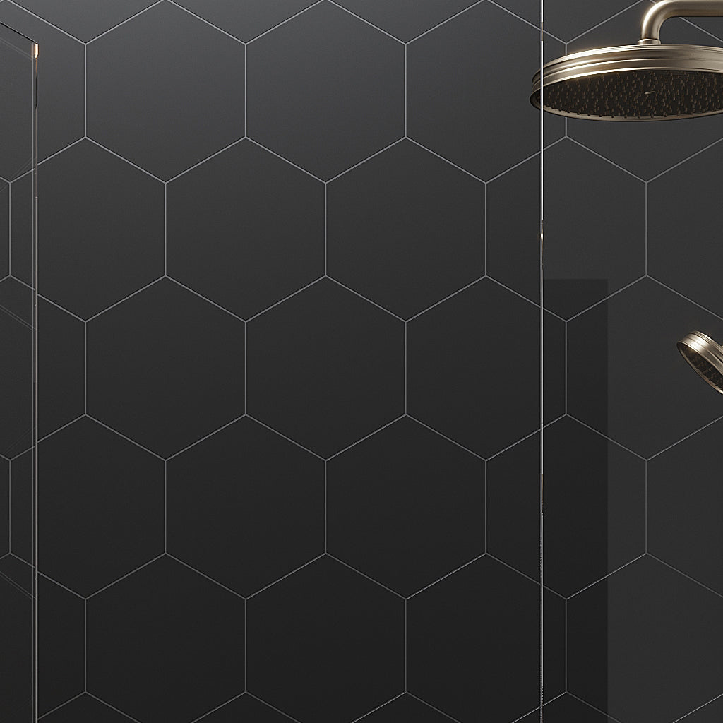 Metal Black 8x9 Matte Hexagon Porcelain Tile (25 pack, 9.93 sq ft/case)