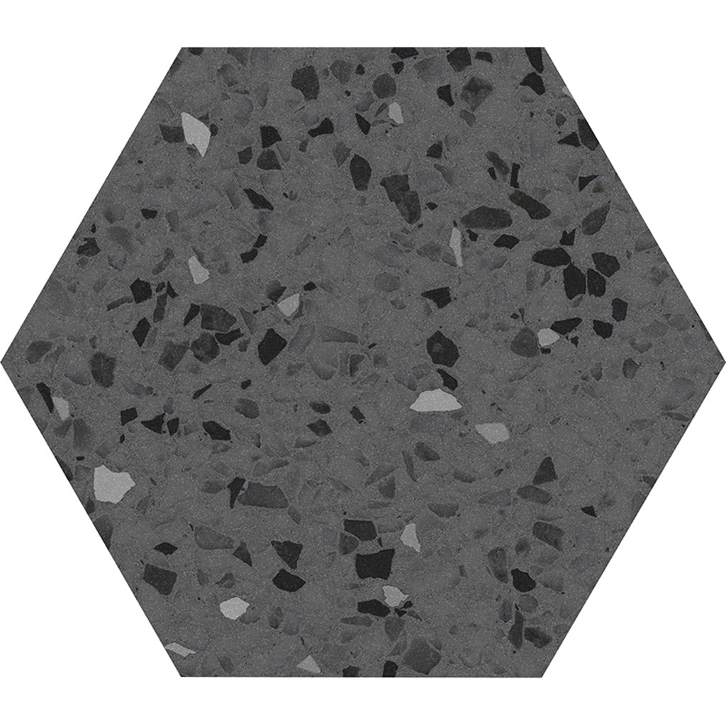 Gray and Black Porcelain Hexagon Tile