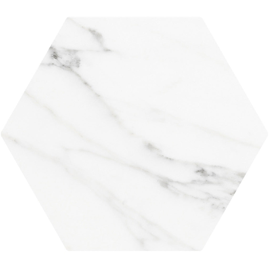 8x9 White Carrara Hexagonal Porcelain Tile