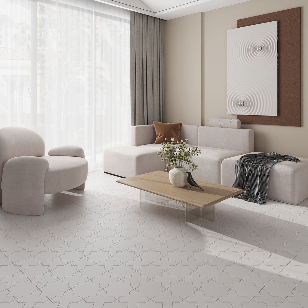 Light Gray 7x7 Matte Star Porcelain Tile (34 pack, 5.31 sq ft/case)