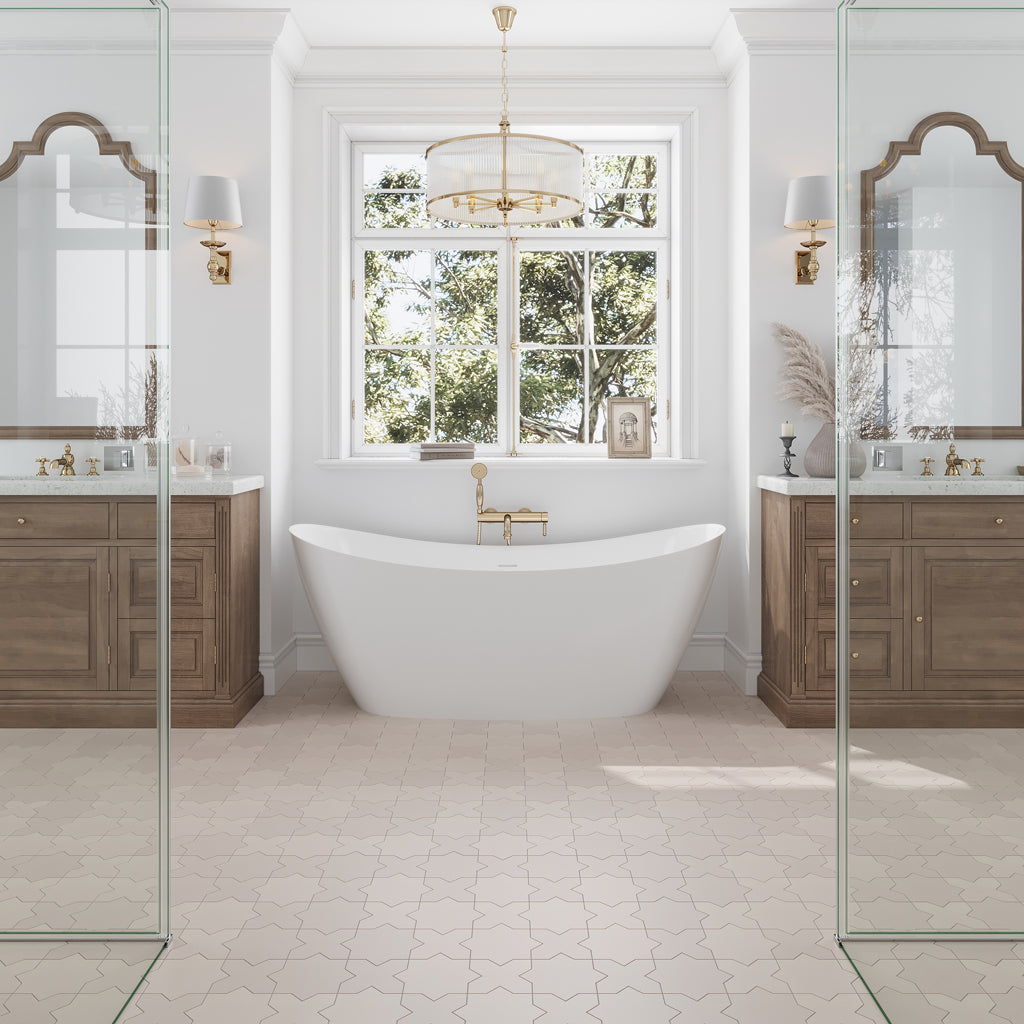 Ecru Taupe 5x5 Matte Cross Porcelain Tile (34 pack, 5.31 sq ft/case)