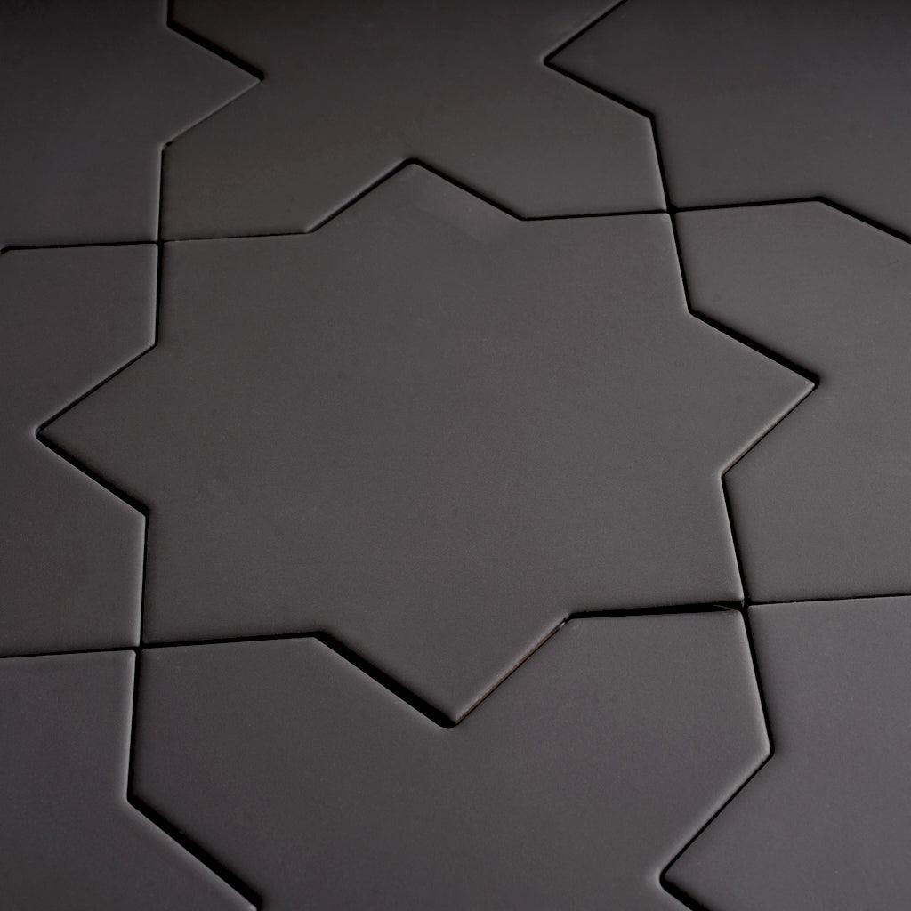 Graphite Black 7x7 Matte Star Porcelain Tile (34 pack, 5.31 sq ft/case) - Sample