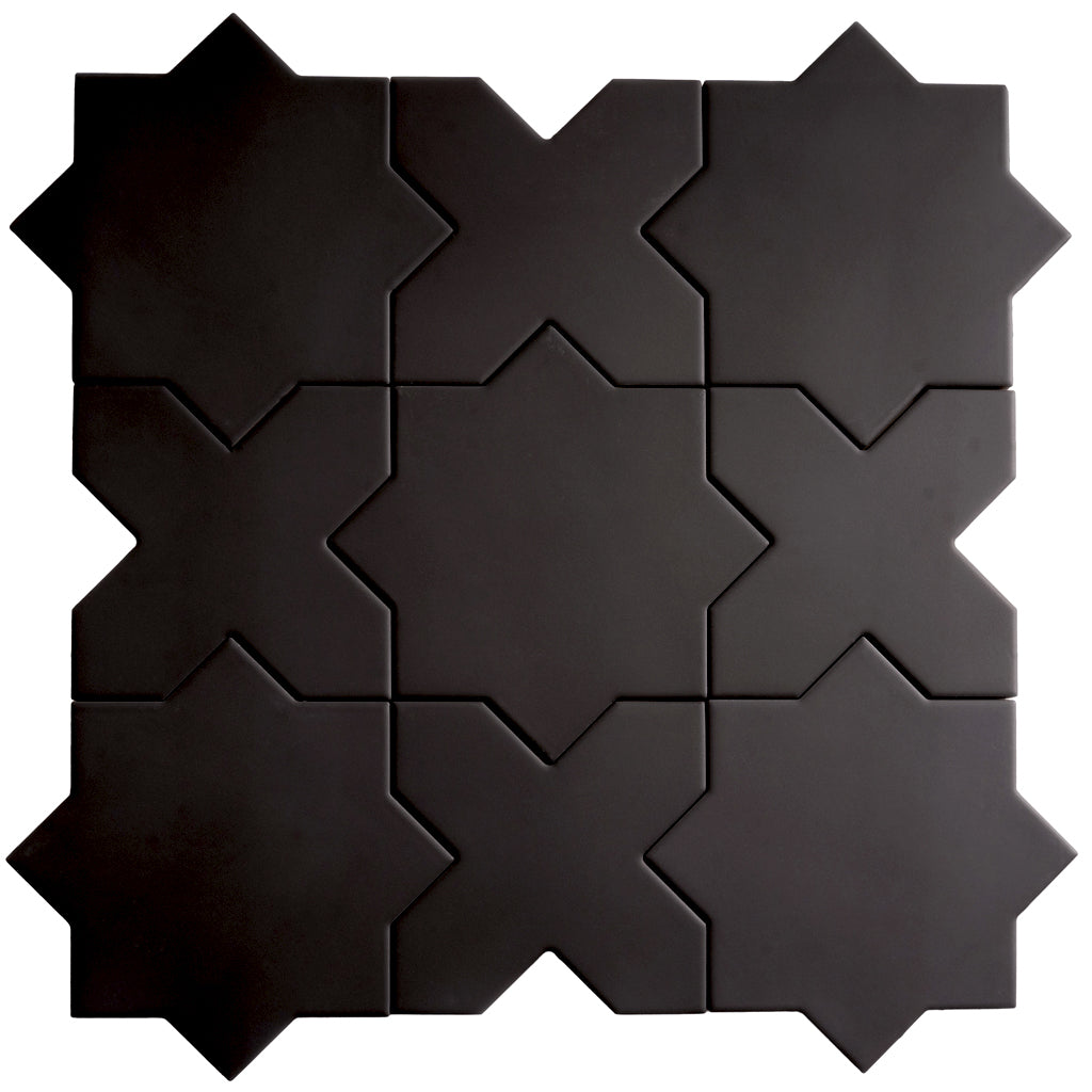 Graphite Black 7x7 Matte Star Porcelain Tile (34 pack, 5.31 sq ft/case) - Sample