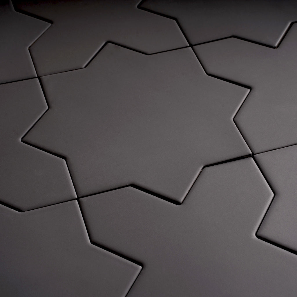 Graphite Black 7x7 Matte Star Porcelain Tile (34 pack, 5.31 sq ft/case) - Sample