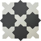 Graphite Black 7" Star with Pure White 5" Cross Matte Porcelain (10.62 sq ft/case) - 68 Pack-sample