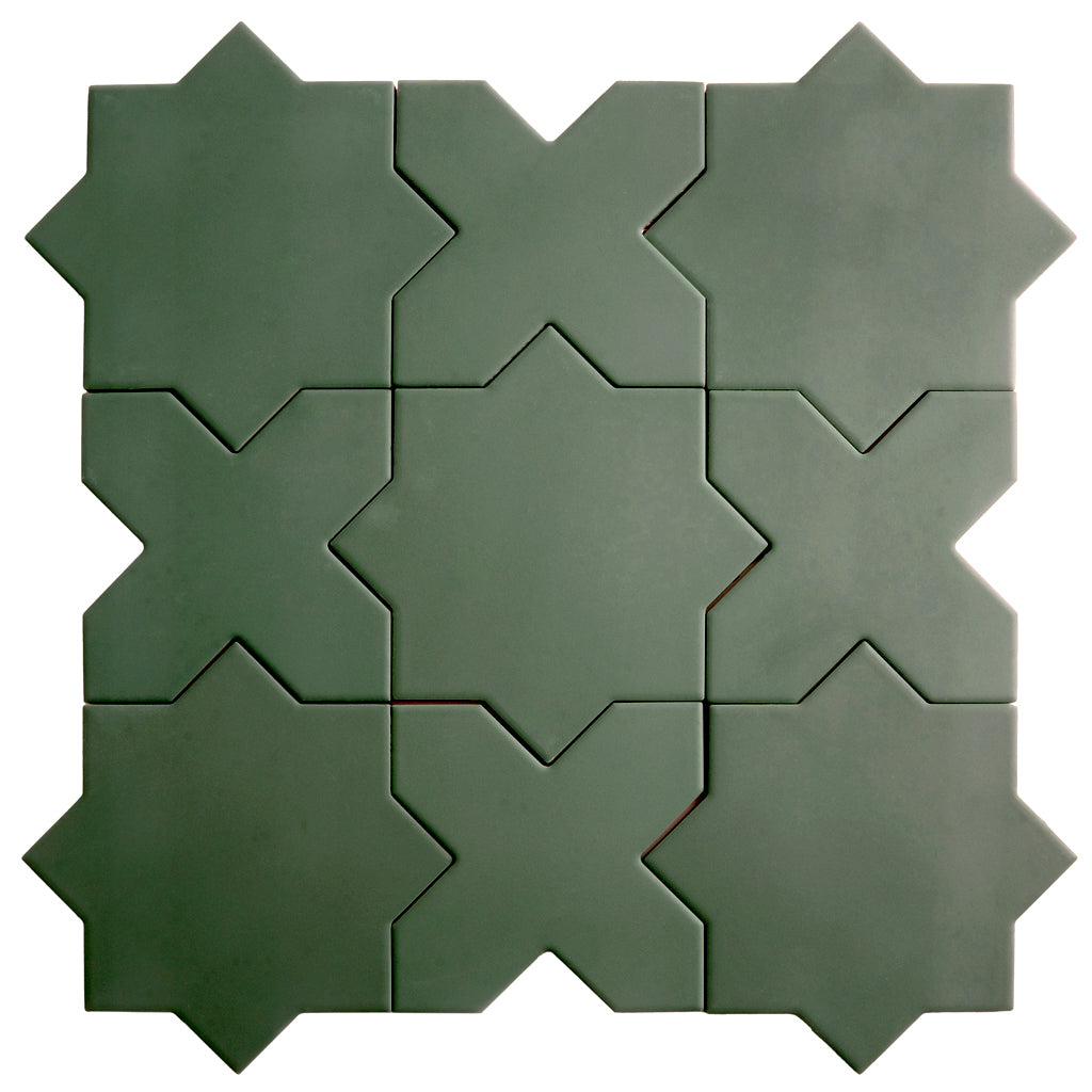 Sage Green 7x7 Matte Star Porcelain Tile (34 pack, 5.31 sq ft/case)