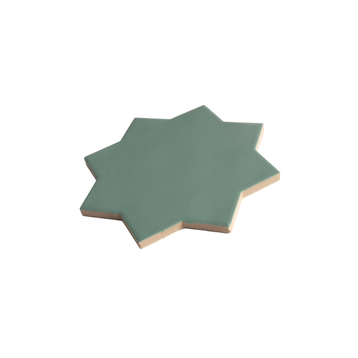 Sage Green 7" Star with Pure White 5" Cross Matte Porcelain (10.62 sq ft/case) - 68 Pack-sample
