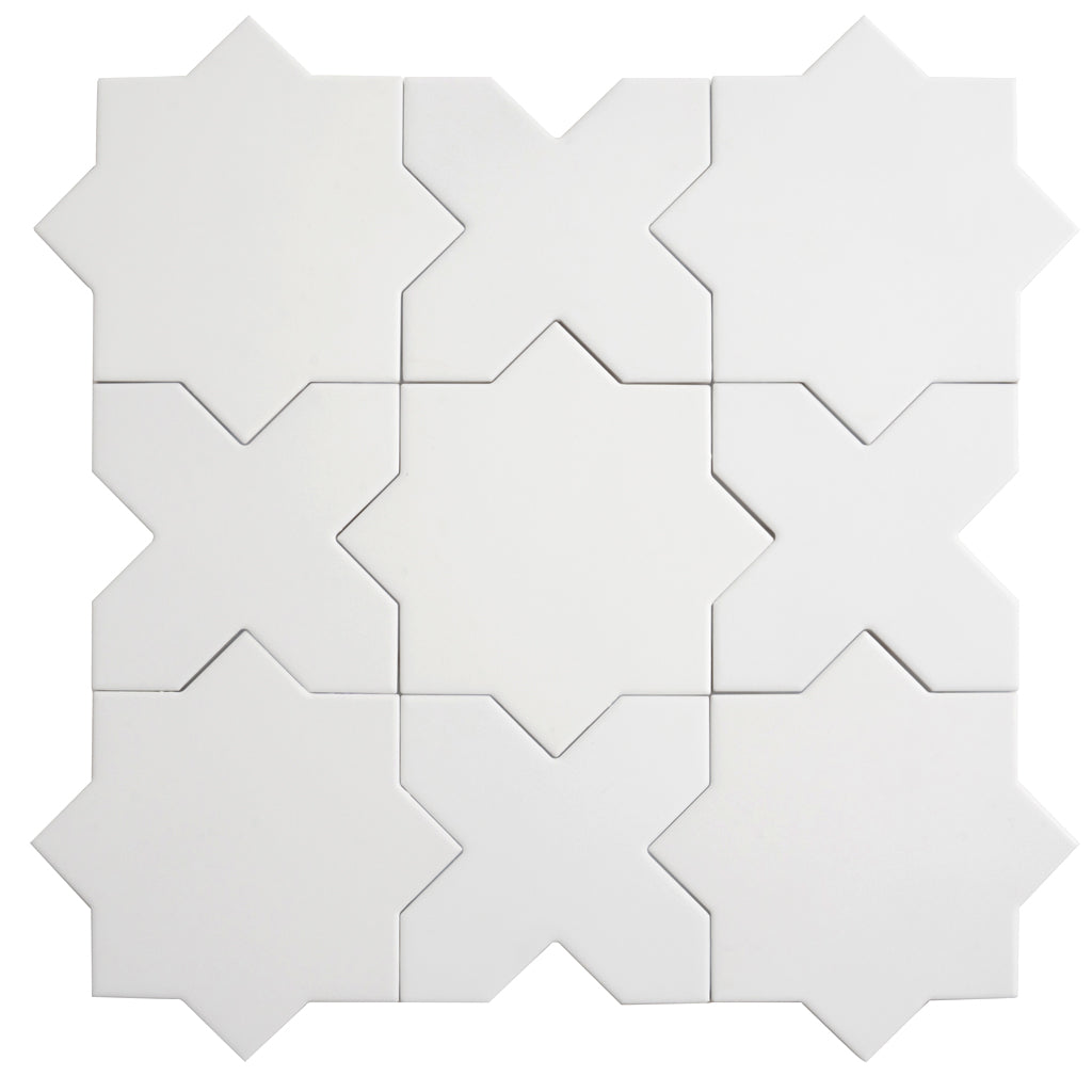 Pure White 7x7 Matte Star Porcelain Tile (34 pack, 5.31 sq ft/case)