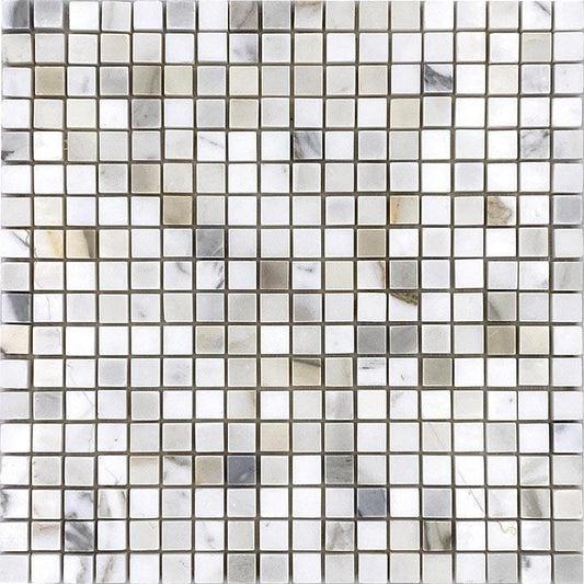 White 12x12 Matte Square Calacatta Marble Mosaic Tile (5 pack, 5 sq ft/case)