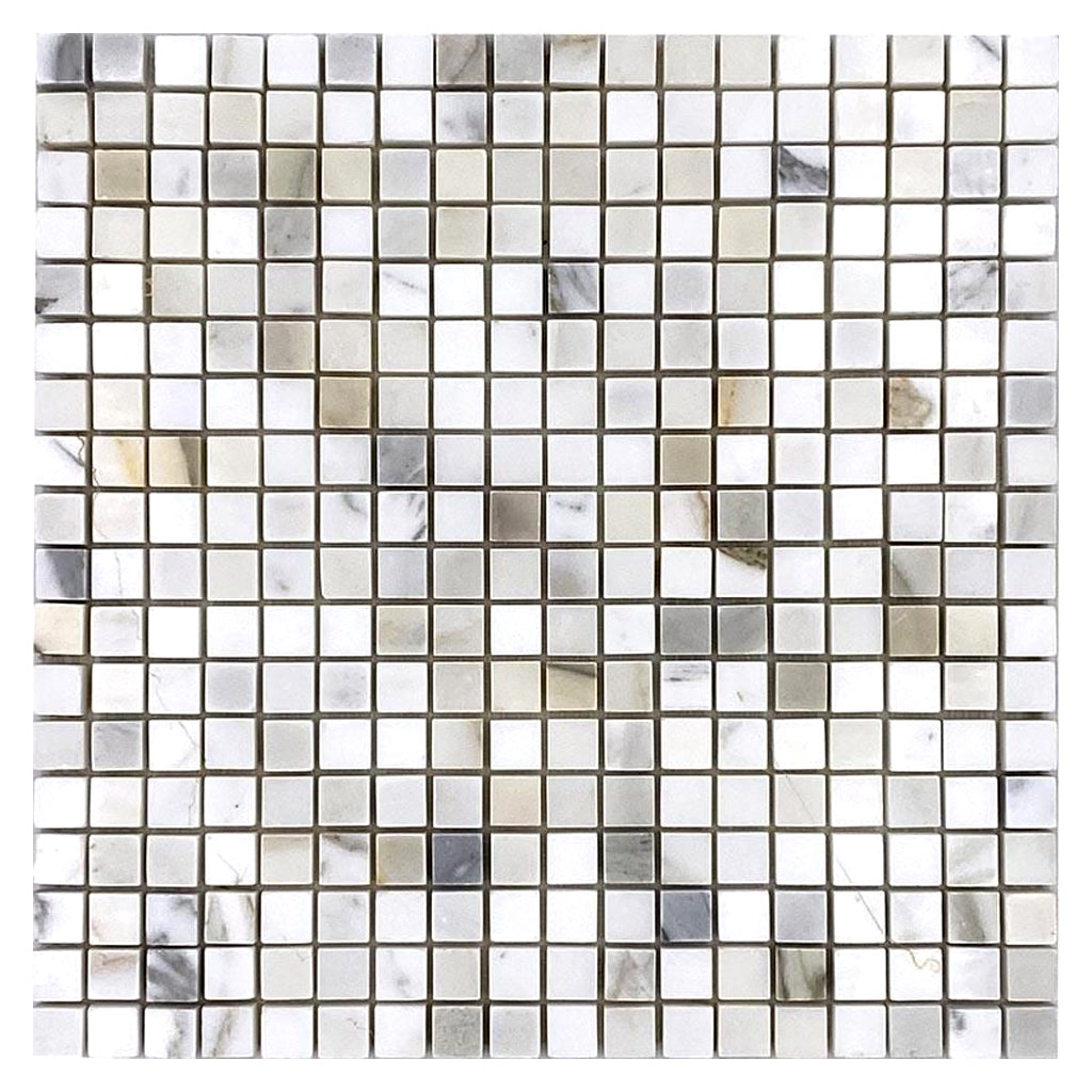 White 12x12 Matte Square Calacatta Marble Mosaic Tile (5 pack, 5 sq ft/case)