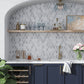 Soft Gray White 11x13 Polished Arabesque Carrrara Thassos Marble Mosaic Tile (5 pack, 4.85 sq ft/case)