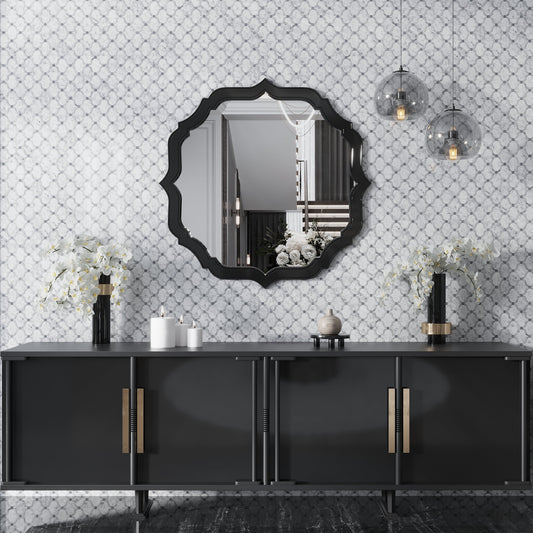 Soft White Gray 12x12 Polished Arabesque Stone Mosaic Tile (5 pack, 4.83 sq ft/case)