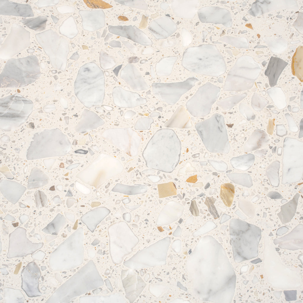 Ivory White Gray 24x24 Polished Square Terrazzo Large Format Tile (4 pack, 15.5 sq ft/case)