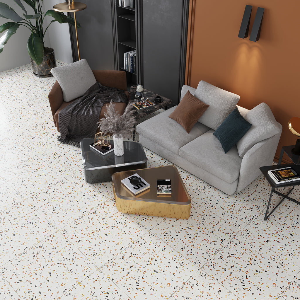 Beige Gold 24x24 Honed Square Terrazzo Large Format Tile (2 pack, 7.75 sq ft/case)