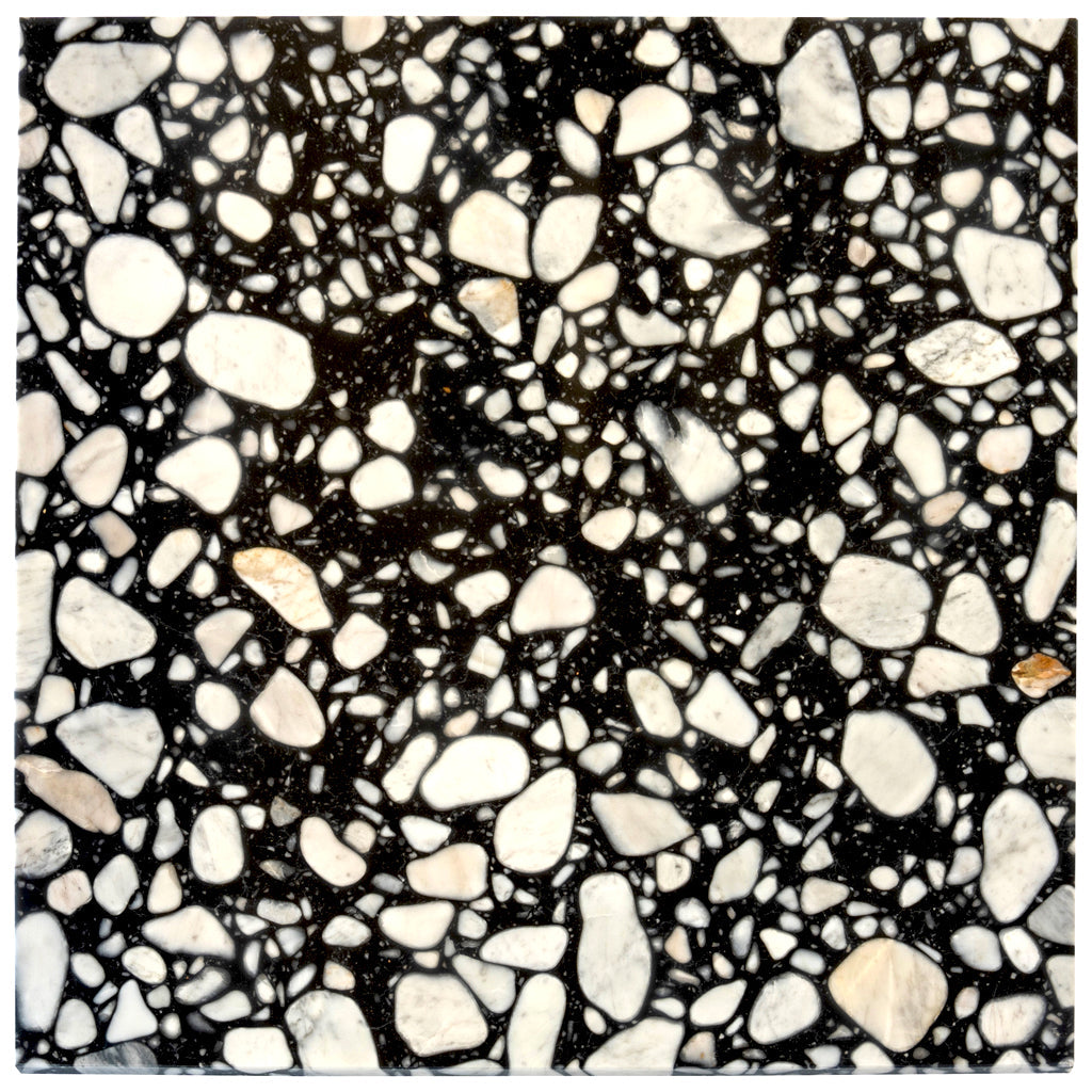 Jet Black 24x24 Polished Square Terrazzo Large Format Tile (4 pack, 15.5 sq ft/case) - Sample