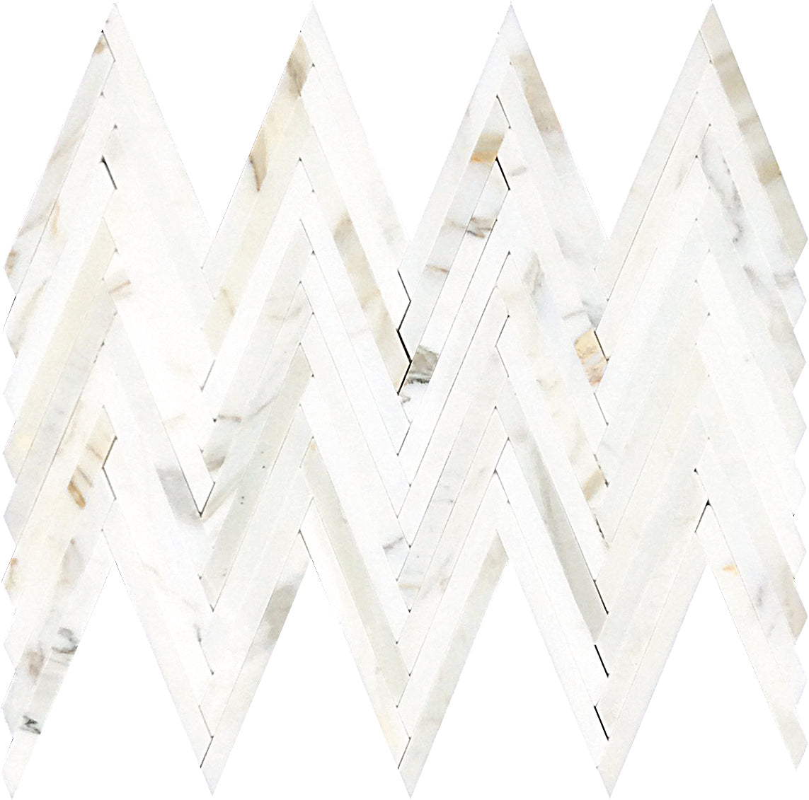 Serena 9x13 White Gray Gold Calacatta Gold Mosaic Chevron Wall and Floor Tile (5 Pack, 4 sq ft/case) - Sample