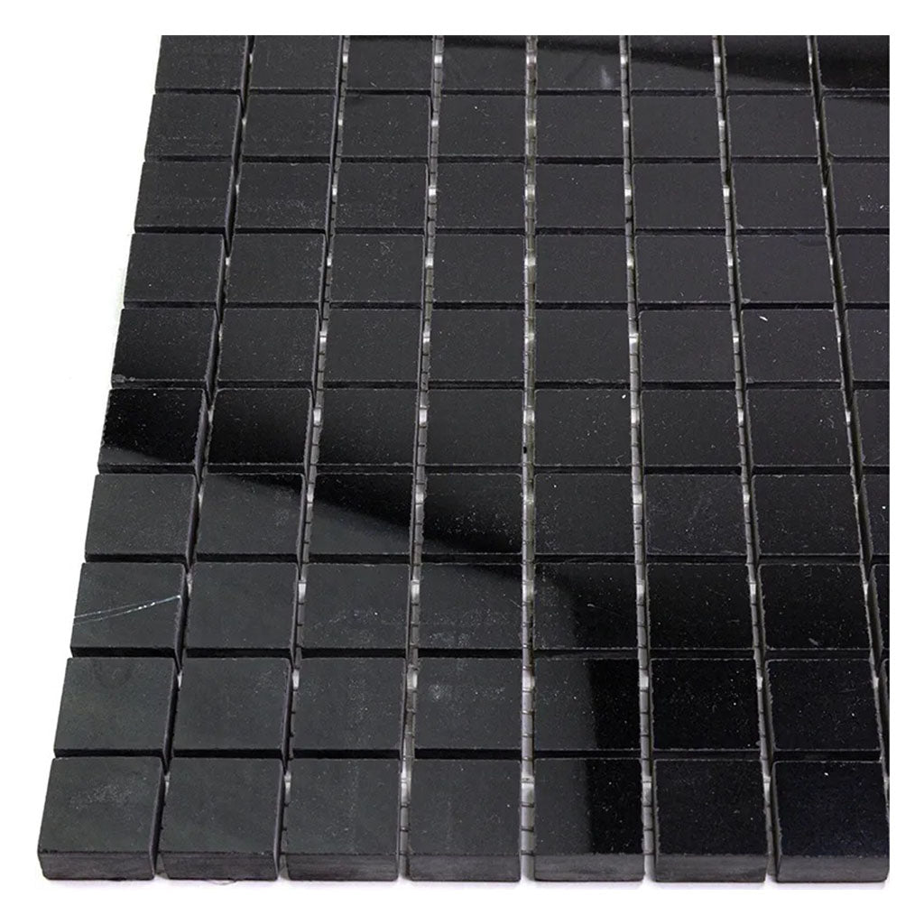 Eastern Black 12x12 Polished Square Marble Mosaic Tile (5 pack, 5 sq ft/case)