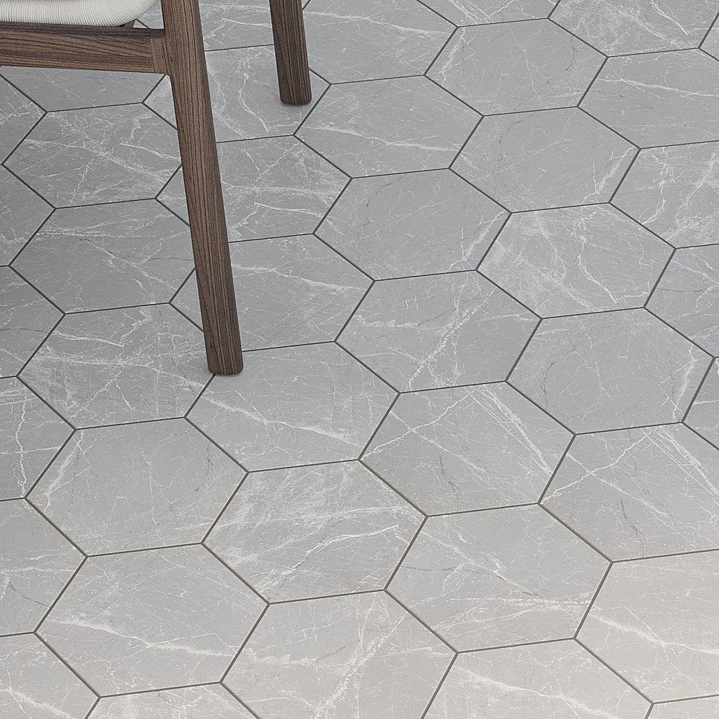 Light Gray 8x9 Matte Hexagon Porcelain Tile (25 pack, 9.93 sq ft/case)
