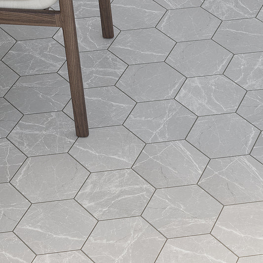 Light Gray 8x9 Matte Hexagon Porcelain Tile (25 pack, 9.93 sq ft/case)