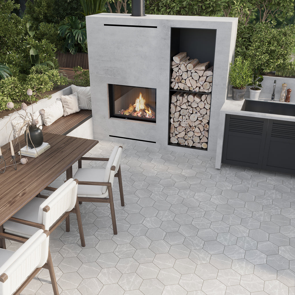 Light Gray 8x9 Matte Hexagon Porcelain Tile (25 pack, 9.93 sq ft/case)