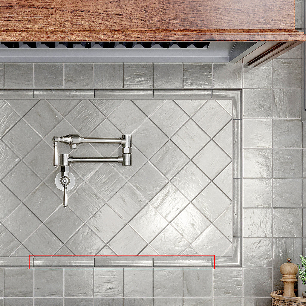 Light Gray 1.25x8 Matte Glossy Ceramic Bullnose Tile Trim (10 pack, 0.667 sq ft/case) - Sample