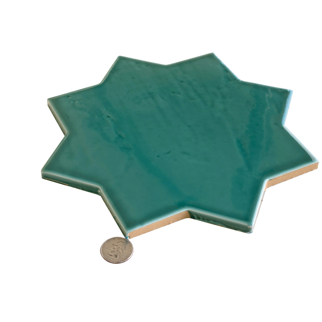 Turquoise Blue 7x7 Glossy Star Porcelain Tile (16 pack, 6.46 sq ft/case) - Sample
