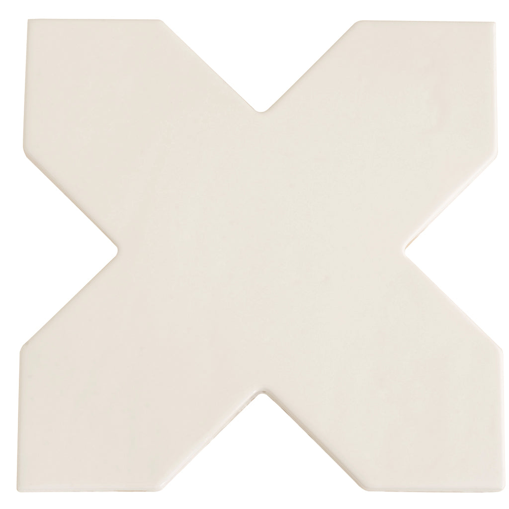 Pearl White 7x7 Glossy Cross Porcelain Tile (16 pack, 5.6 sq ft/case) - Sample