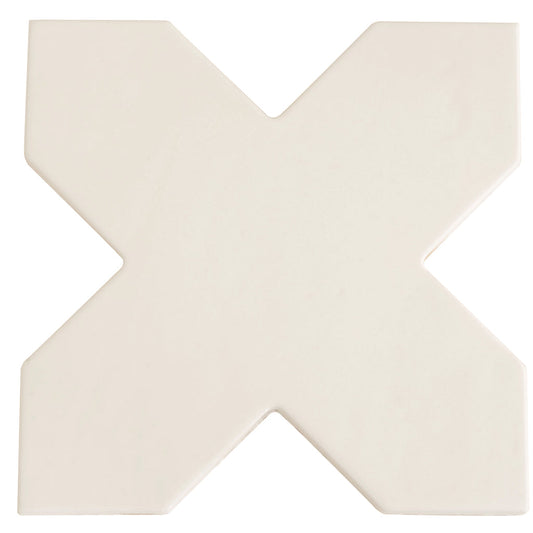 Pearl White 7x7 Glossy Cross Porcelain Tile (16 pack, 5.6 sq ft/case) - Sample