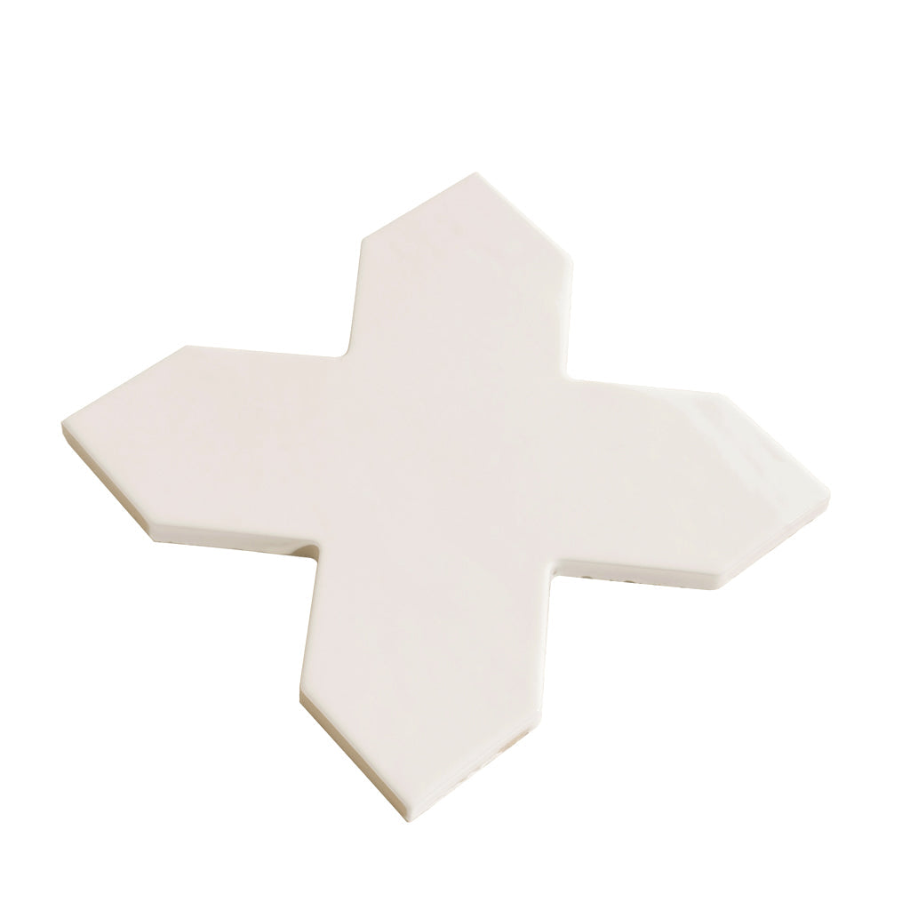 Pearl White 7x7 Glossy Cross Porcelain Tile (16 pack, 5.6 sq ft/case) - Sample