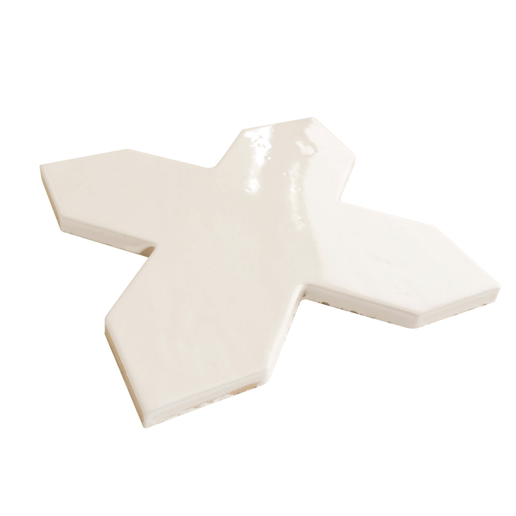 Pearl White 7x7 Glossy Cross Porcelain Tile (16 pack, 5.6 sq ft/case) - Sample