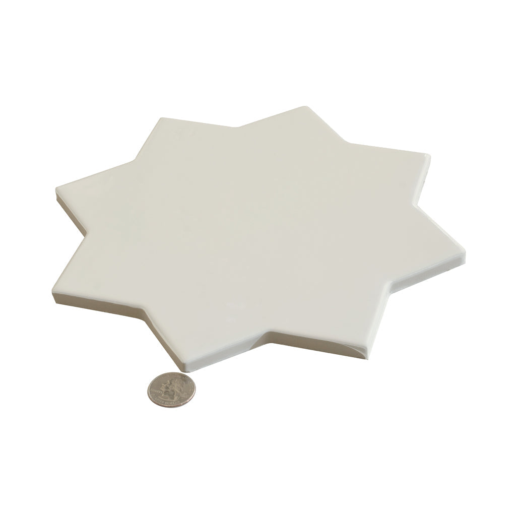 Pearl White 7x7 Glossy Star Porcelain Tile (16 pack, 6.46 sq ft/case) - Sample