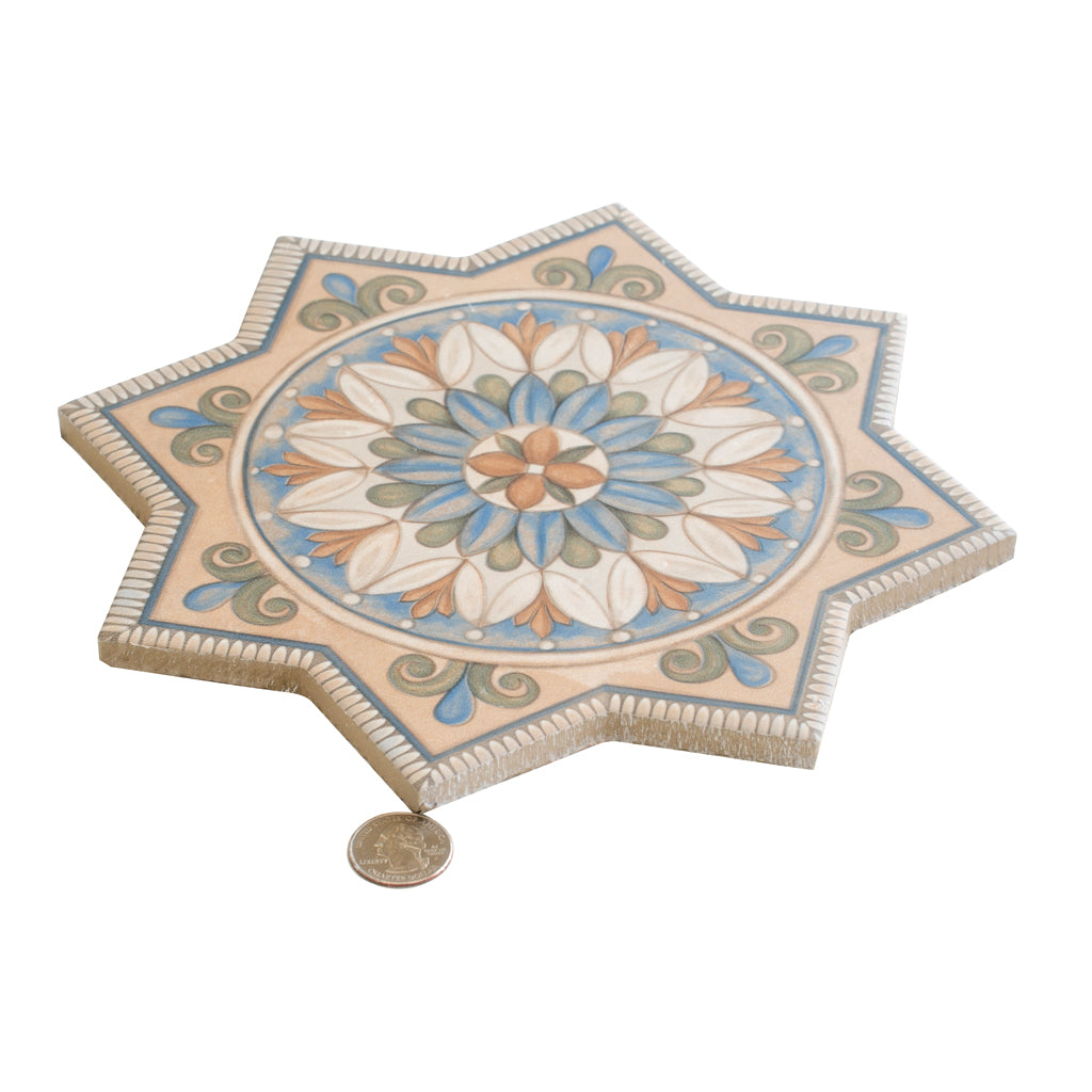 Terracoota Sage Green-Blue 7x7 Matte Star Porcelain Tile (16 pack, 6.46 sq ft/case)