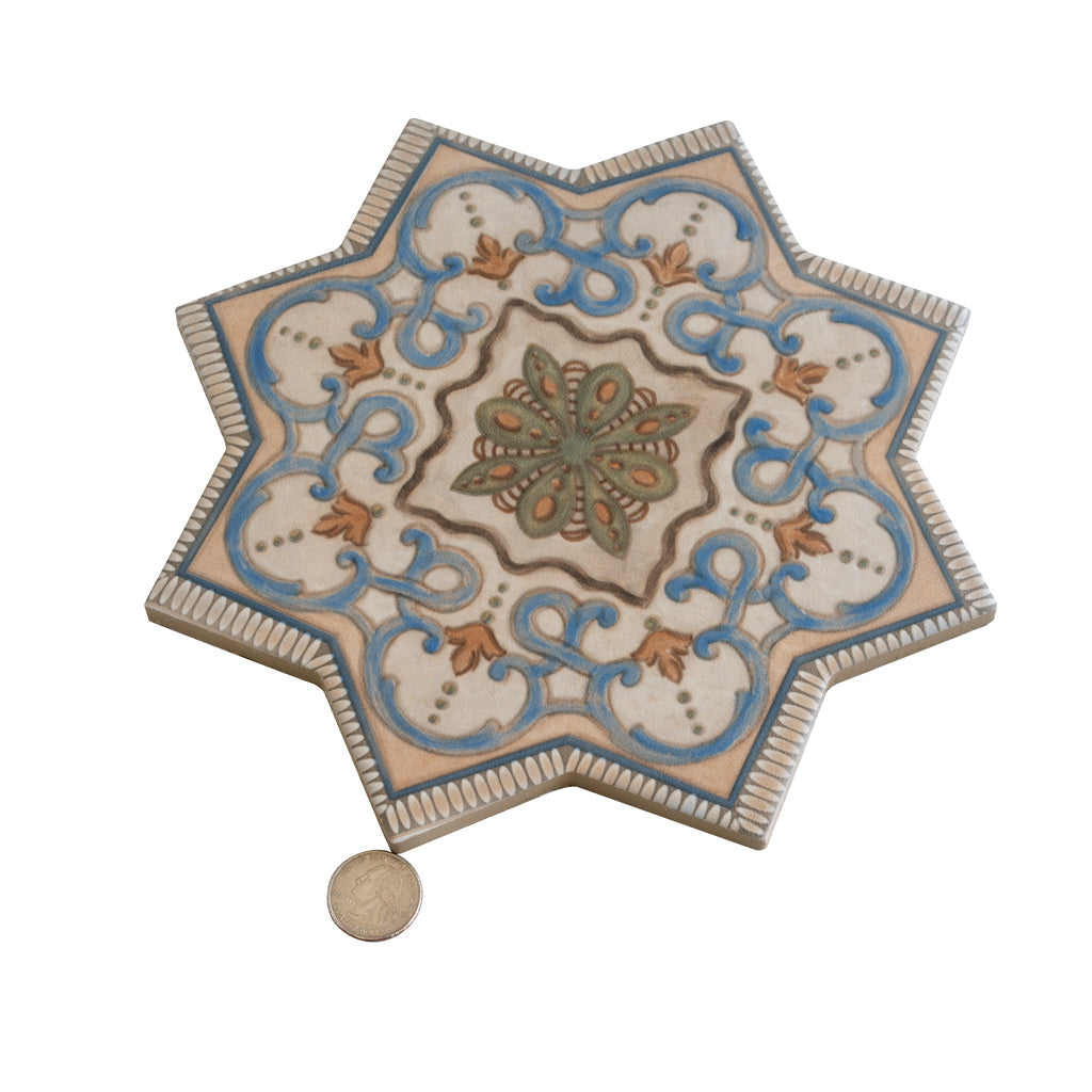 Terracotta Soft Gray-Blue 7x7 Matte Star Porcelain Tile (16 pack, 6.46 sq ft/case)