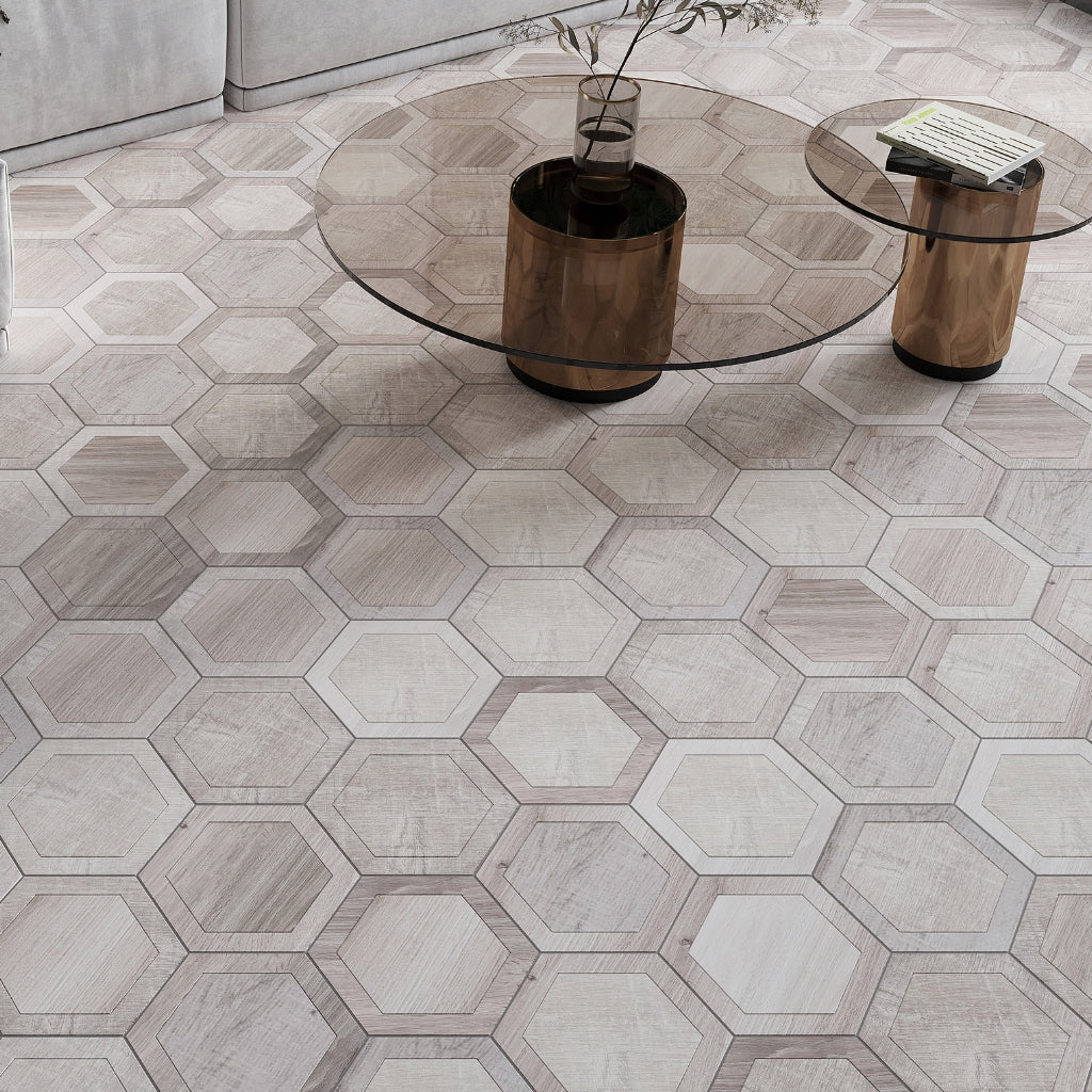 Mink Gray 10x10 Matte Hexagon Porcelain Tile for Durable Flooring