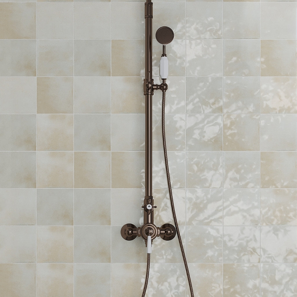 Creamy off-white 6x6 Glossy Zellige Square Porcelain Tile (22 pack