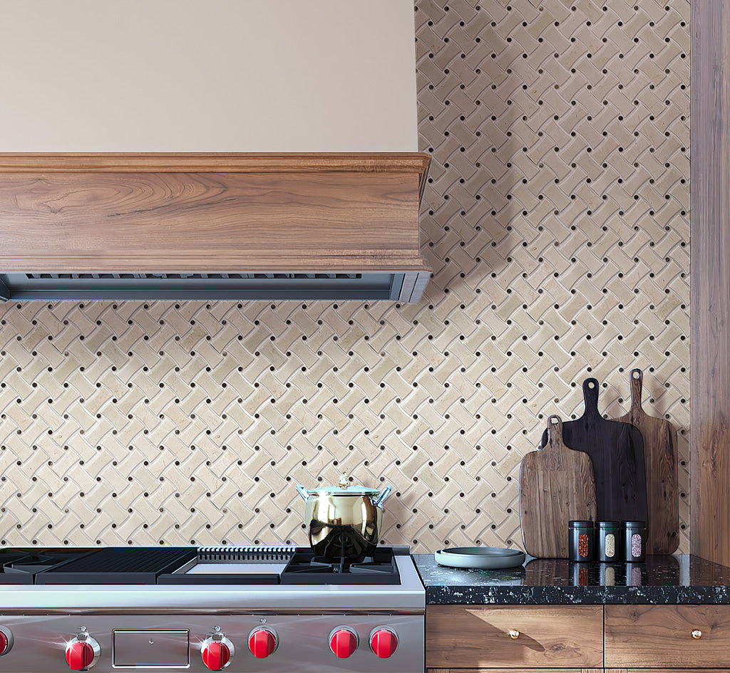 Elegant Basketweave Patterned Mosaic Tile