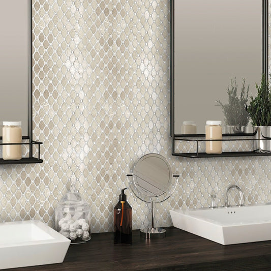Crema Marfil Eastern White 12x12 Polished Octagon Marble Mosaic Tile (5 pack, 5.08 sq ft/case)