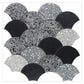 Black Gray 12x12 Honed Fan Fish Scale Terrazzo Limestone Marble Mosaic Tile (5 pack, 5 sq ft/case)